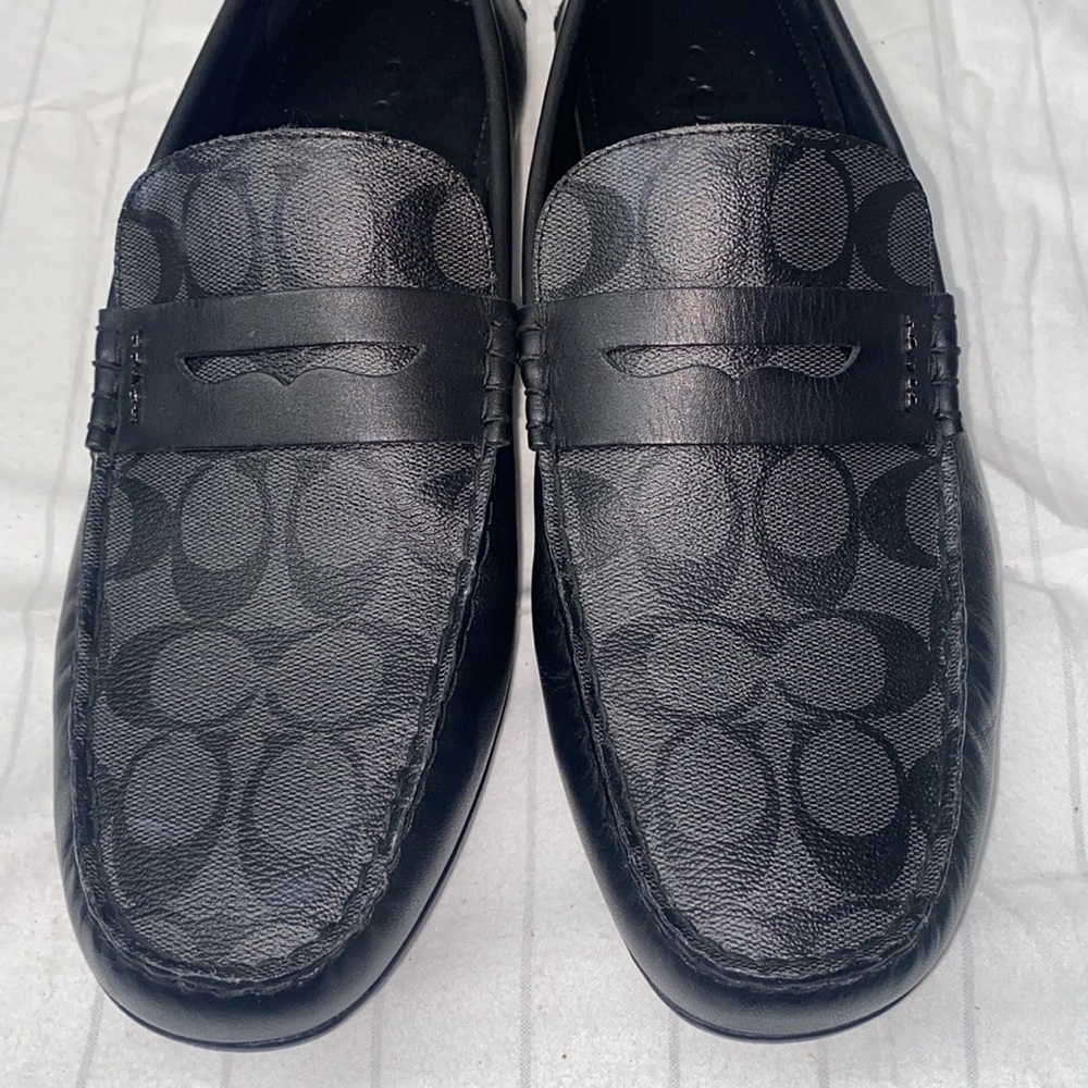 COACH Men Liam Driver In Signature Jacquard Men's Black Loafers size 12D‎ - Picture 9 of 9